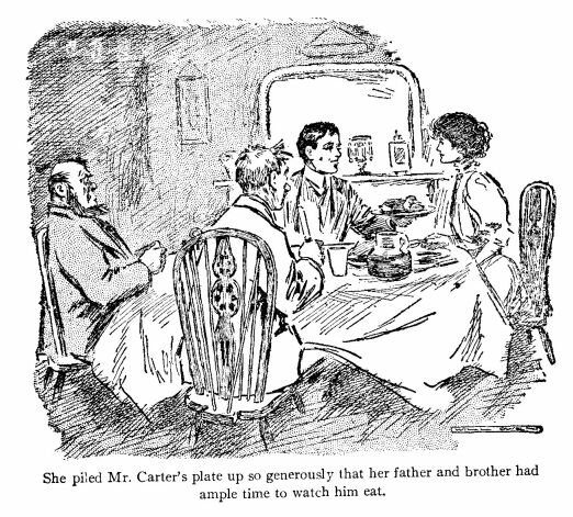 'She Piled Mr. Carter's Plate up So Generously That Her
Father and Brother Had Ample Time at Their Disposal to Watch Him Eat.'
