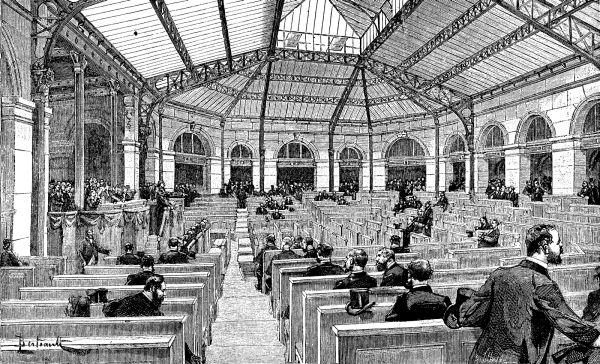 INTERIOR OF THE NEW LABOR EXCHANGE, PARIS.