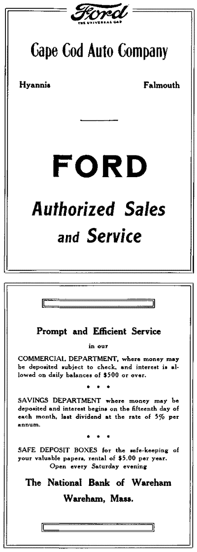 Cape Cod Auto Company, National Bank of Warham