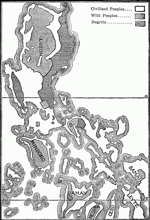 Philippine Islands. Distribution of Civilized and Wild Peoples