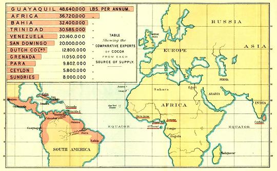 Map and Chart of Cocoa-Producing Countries