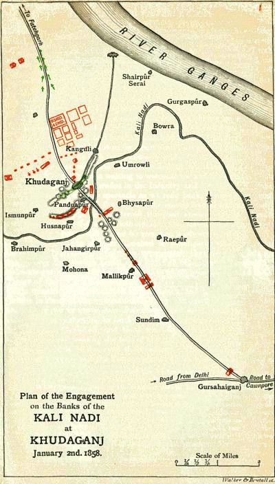 Plan of the Engagement on the Banks of the KALI NADI at KHUDAGANJ January 2nd. 1858.