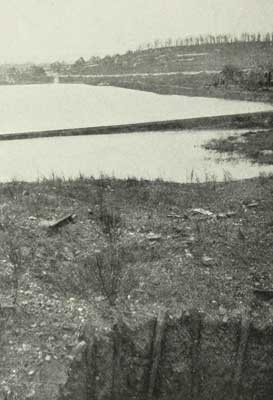 Bois de Riaumont from the Slag Heap. Boot Trench in
Foreground.