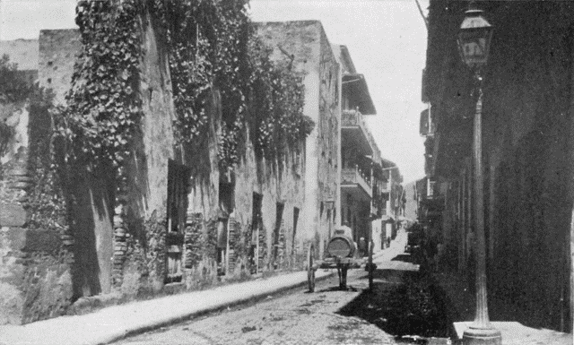 Illustration: STREET IN OLD QUARTER OF PANAMA.