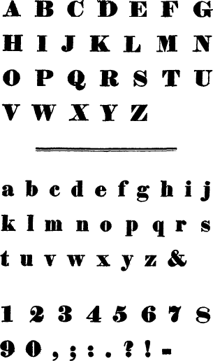 chart showing letters A-Z, a-z, numerals 1-0, punctuation