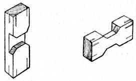 Figs. 49 and 50.—Separate pieces of
Halved Moulded Joint.