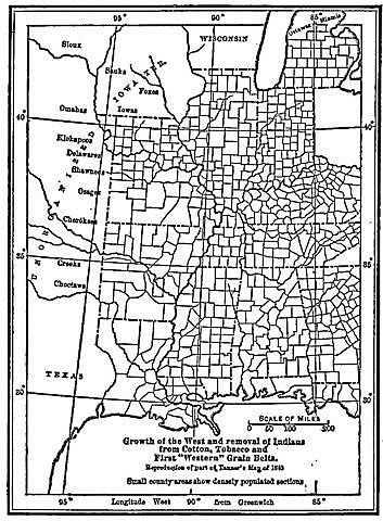 Growth of the West and removal of Indians from Cotton, Tobacco and First Western Grain Belts.