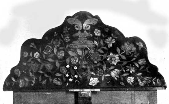 Plate 43.—Top of card table in the Drawing-room,
Roehampton House. Dutch, 18th Century.

