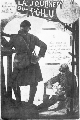 All over France, on Christmas Day and the day after,
money was collected to send comforts and things good to eat to the men at the front.