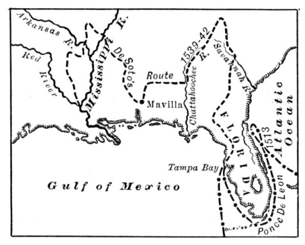 Routes Traversed by De Soto and De Leon.