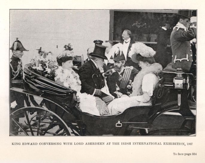 King Edward conversing with Lord Aberdeen at the Irish International Exhibition, 1907