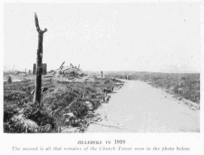 ZILLEBEKE IN 1919
The mound is all that remains of the Church Tower seen in the photo below