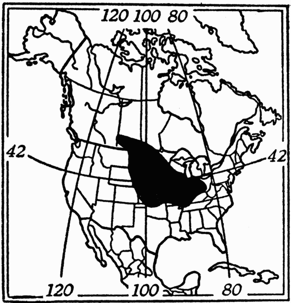 Figure 1. Range of the Prairie Vole (Microtus ochrogaster).