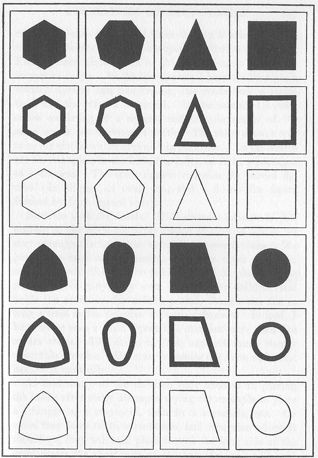 Some of the Card Forms used in the exercises with the three series
of cards.