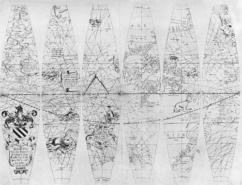 Six of Twelve
Terrestrial Globe Gores by Gerhard Mercator, 1541.