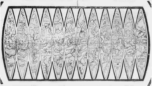 Celestial
Globe Gores of François de Mongenet, 1552.