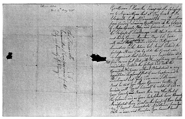 FACSIMILE OF ETHAN ALLEN’S LETTER