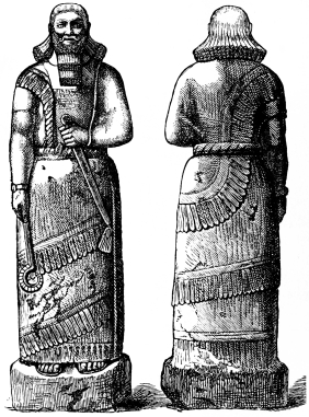 Fig. 65.—Statue of a King, from Nimrud. (British
Museum.)