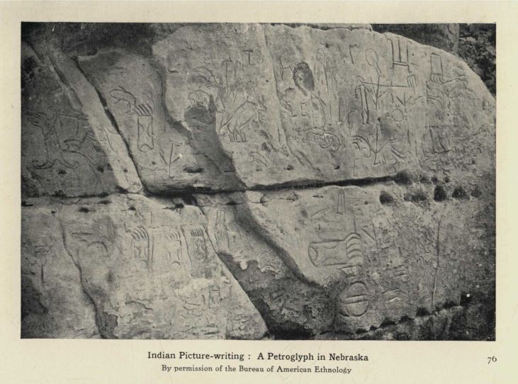 Indian Picture Writing: A Petroglyph in Nebraska. By permission of the Bureau of American Ethnology