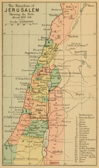 The Kingdom of JERUSALEM Shewing the Fiefs. About 1187
A.D.