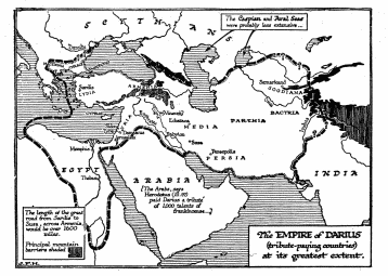 The Empire of Darius (tribute-paying countries) at its
greatest extent.