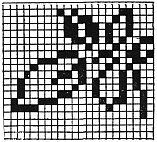 cross-stitch diagram: leaves and bud