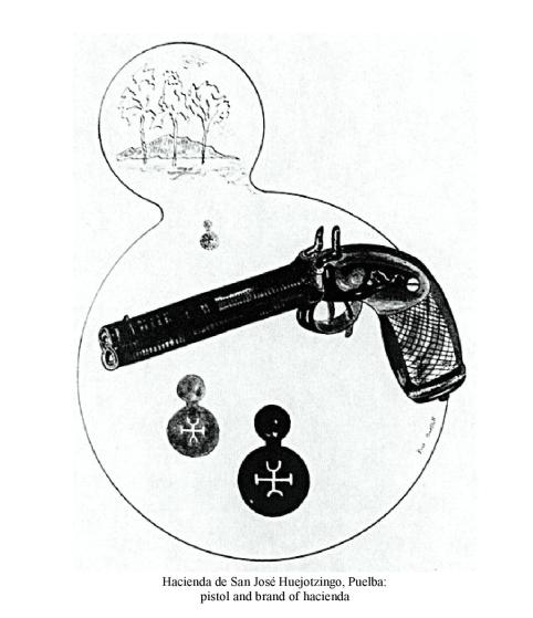 Hacienda de San Jos Huejotzingo, Puebla: pistol and brand of hacienda