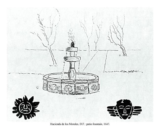 Hacienda de los Morales, D.F.: patio fountain, 1643.