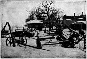 machines and tools covered with snow