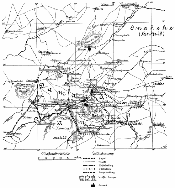 Gygas. Franke. Westabteilung. Ostabteilung. Hauptabteilung. deutsche Truppen. Hereros.