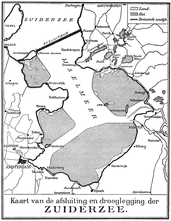Kaart van de afsluiting en drooglegging der Zuiderzee.