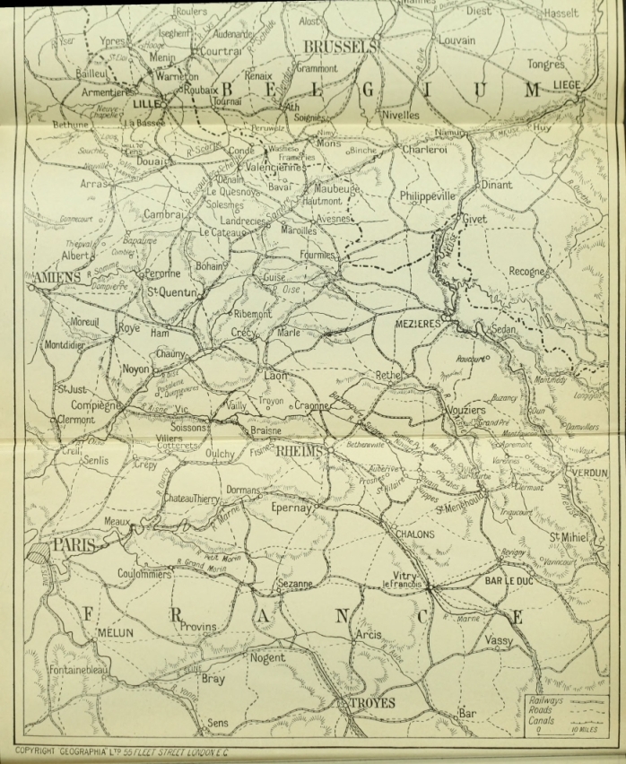 Map of north-east France and Belgium