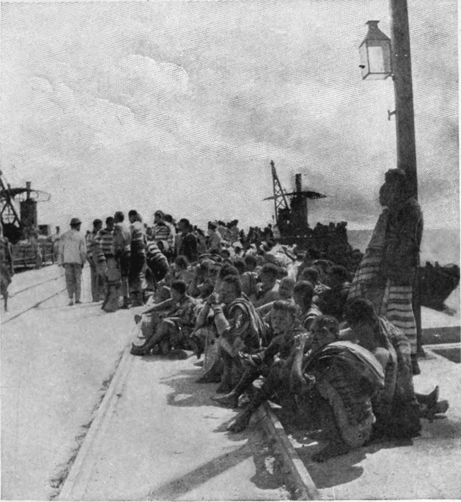 LINED UP ON THE PIER AT SAN THOMÉ