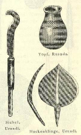 Topf, Ruanda. Sichel, Hackenklinge, Urundi.